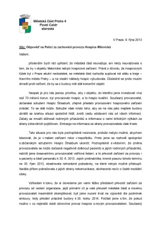 Odpověď starpsty MČ Praha 4 na Petici za zachování provozu Hospice Malovická_Stránka_1.jpg