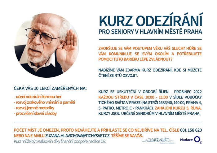 Kurz odezírání pro seniory v hlavním městě Praha