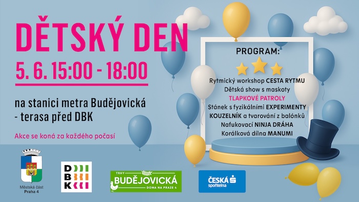 Přijďte s námi oslavit Den dětí na Budějovickou