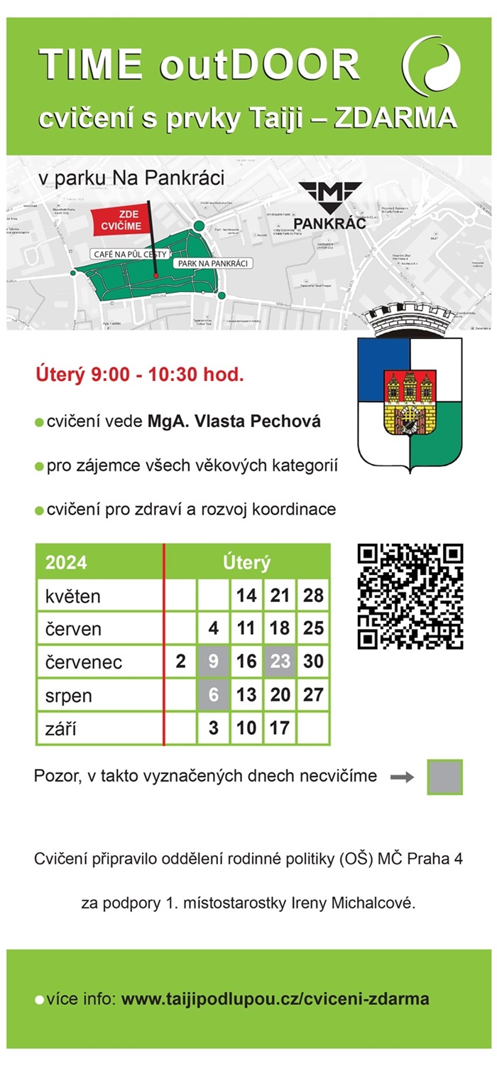 Cvičení s prvky Tai chi v parku hlásí návrat - rok 2024