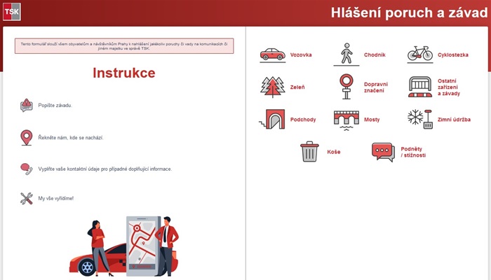 TSK - hlášení poruch a závad - web