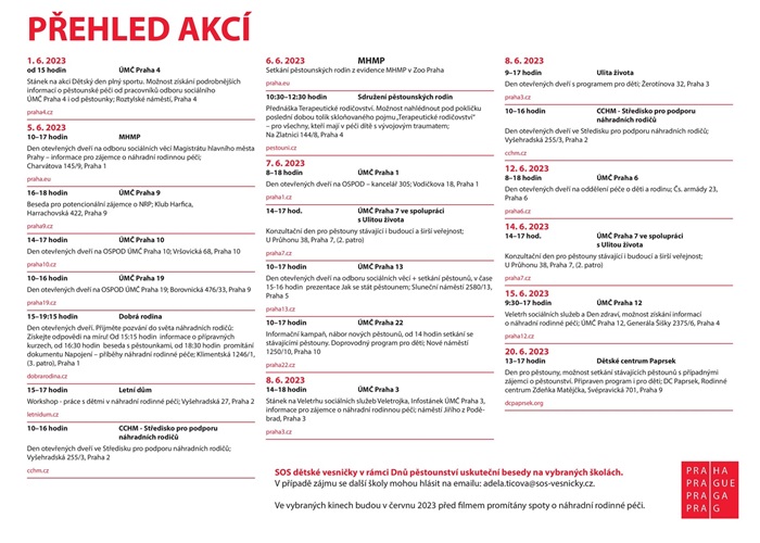 Dny pěstounství 2023 - program červen