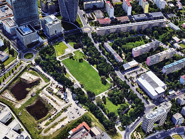 Centrální park Na Pankráci - GoogleMaps 3D