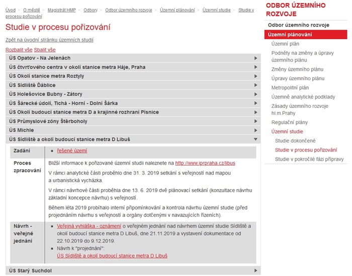 Sídliště a okolí budoucí stanice metra D Libuš