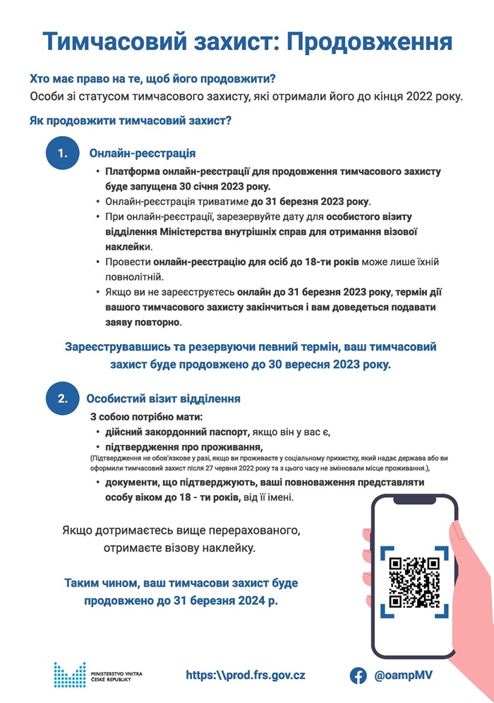 Informace k prodloužení dočasné ochrany pro obyvatele Ukrajiny